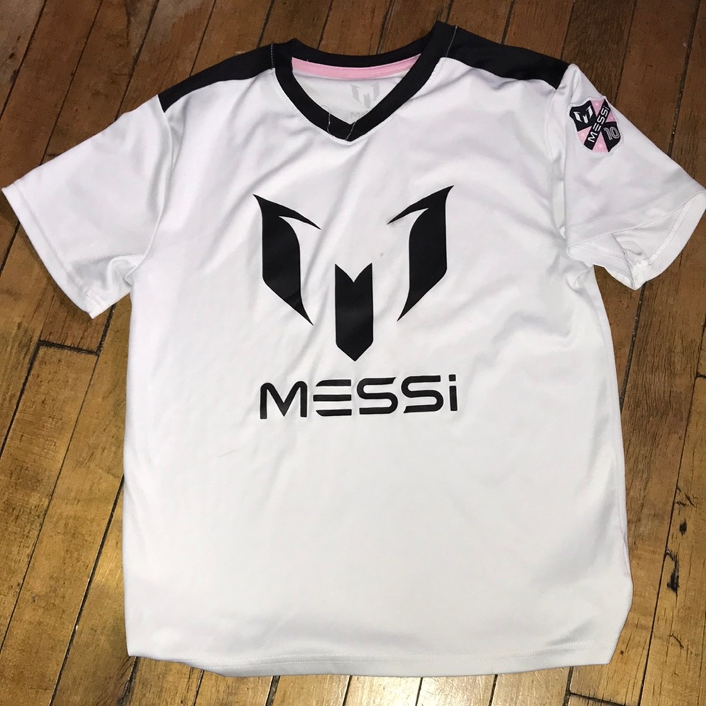 Messi Kids White and Black‎ Soccer Jersey